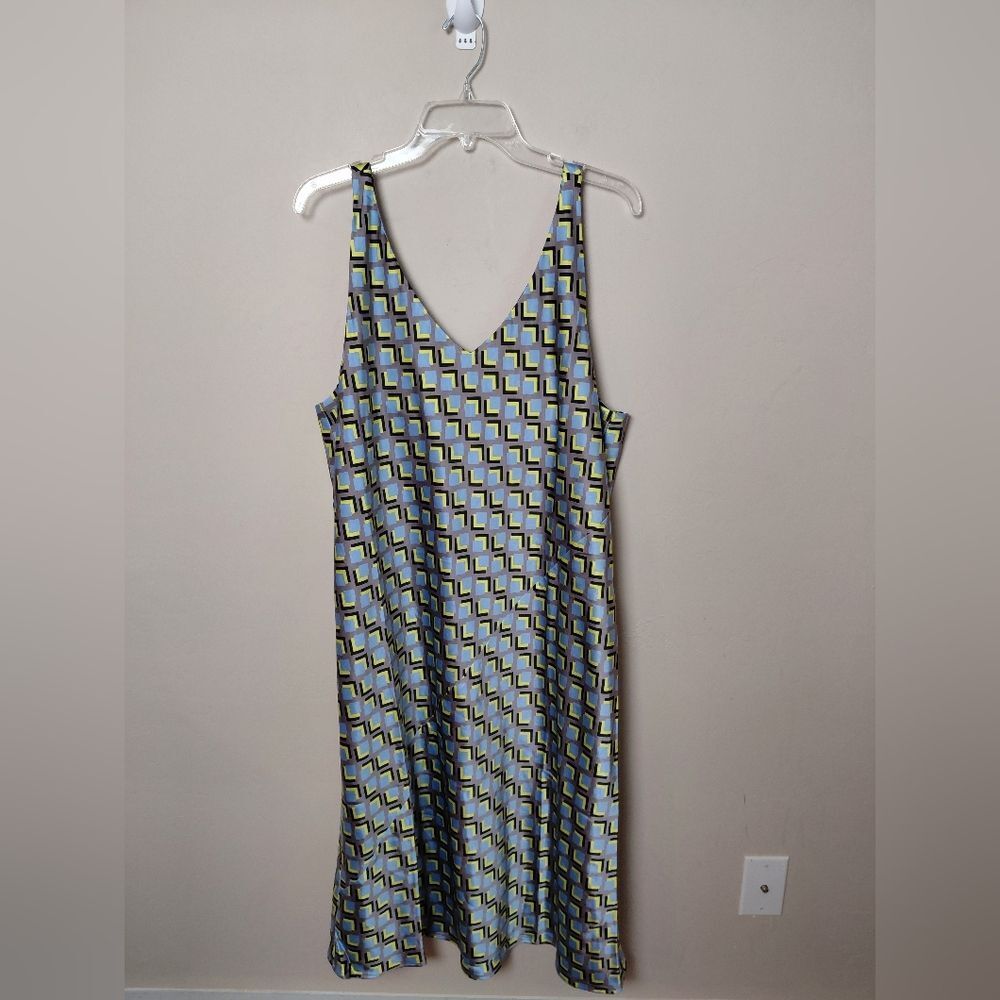 Wildfang Geometric Print Midi Dress in Blue, Green, Black